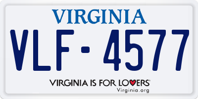 VA license plate VLF4577