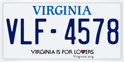 VA license plate VLF4578