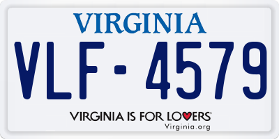 VA license plate VLF4579