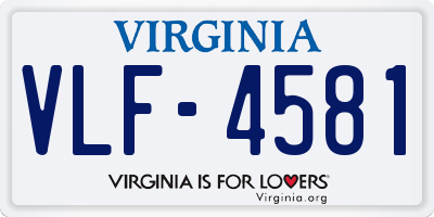VA license plate VLF4581