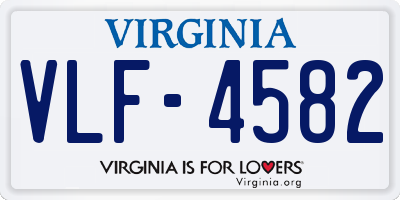 VA license plate VLF4582