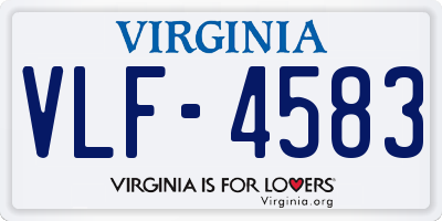 VA license plate VLF4583
