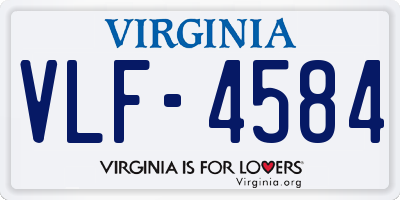 VA license plate VLF4584