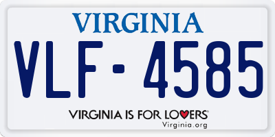 VA license plate VLF4585
