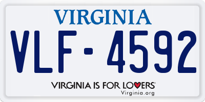 VA license plate VLF4592