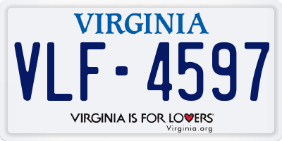 VA license plate VLF4597