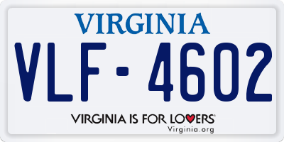 VA license plate VLF4602