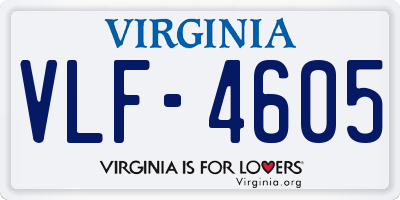 VA license plate VLF4605
