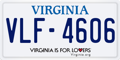 VA license plate VLF4606