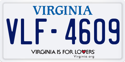 VA license plate VLF4609