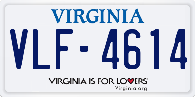 VA license plate VLF4614