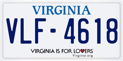 VA license plate VLF4618