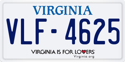 VA license plate VLF4625