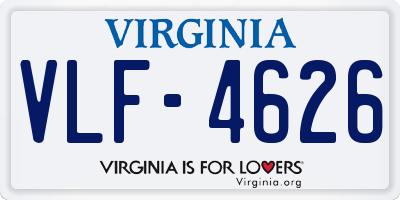 VA license plate VLF4626