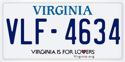 VA license plate VLF4634