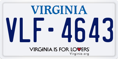 VA license plate VLF4643
