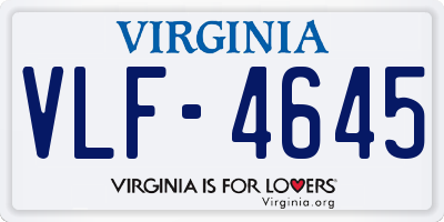 VA license plate VLF4645