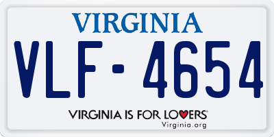 VA license plate VLF4654