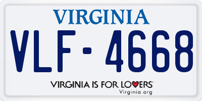 VA license plate VLF4668