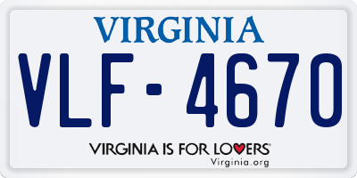 VA license plate VLF4670
