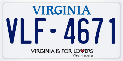 VA license plate VLF4671