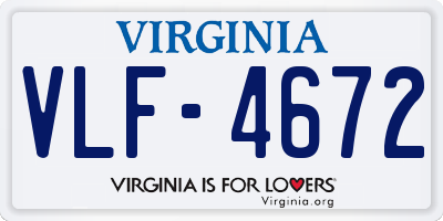 VA license plate VLF4672
