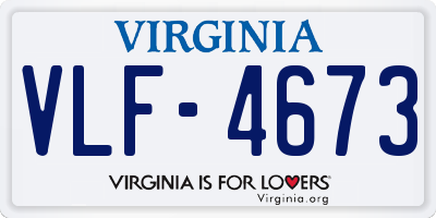 VA license plate VLF4673