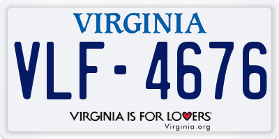 VA license plate VLF4676