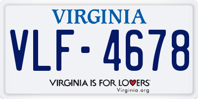 VA license plate VLF4678