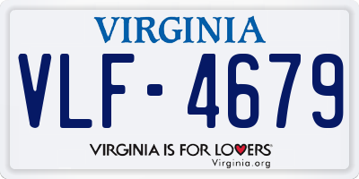 VA license plate VLF4679