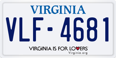 VA license plate VLF4681