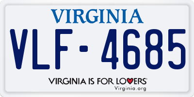VA license plate VLF4685