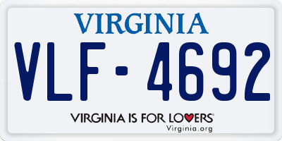 VA license plate VLF4692
