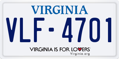 VA license plate VLF4701
