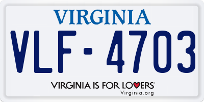 VA license plate VLF4703