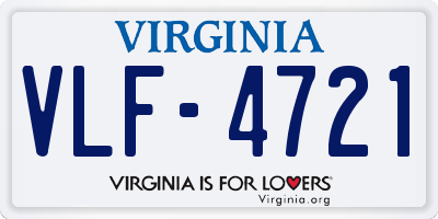 VA license plate VLF4721