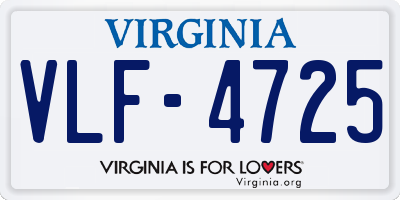 VA license plate VLF4725