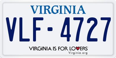 VA license plate VLF4727