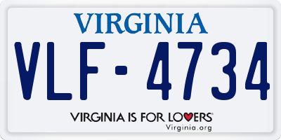VA license plate VLF4734
