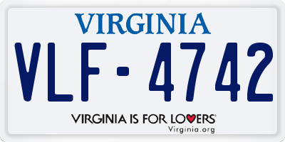 VA license plate VLF4742
