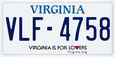 VA license plate VLF4758