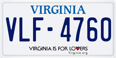 VA license plate VLF4760