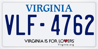 VA license plate VLF4762