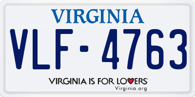 VA license plate VLF4763