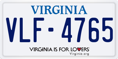 VA license plate VLF4765