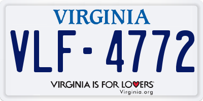 VA license plate VLF4772