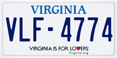 VA license plate VLF4774