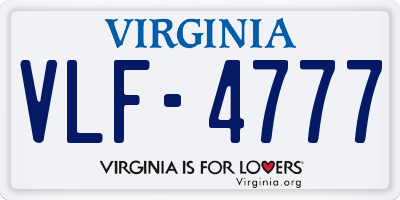 VA license plate VLF4777