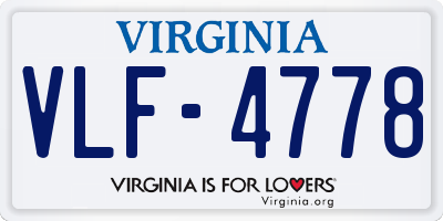 VA license plate VLF4778
