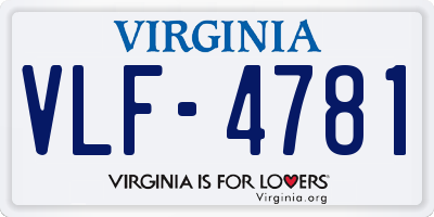VA license plate VLF4781
